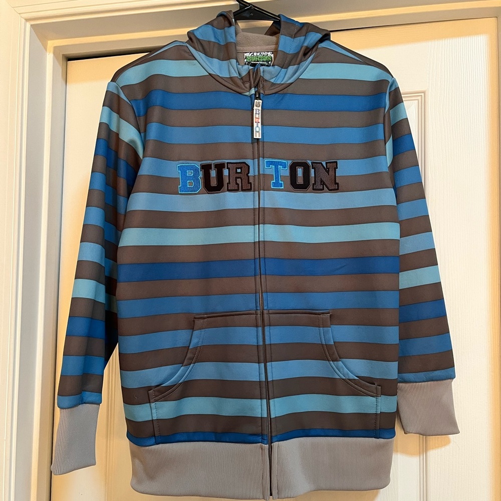 BURTON Dri Ride Blue Striped Hoodie boys Large